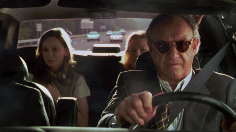 Gene Hackman as Senator Keeley angrily driving his car in The Birdcage