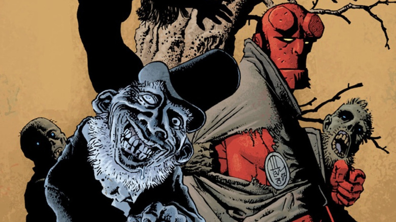 Hellboy: A capa do homem torto mostrando Jeremiah Witkins e Hellboy