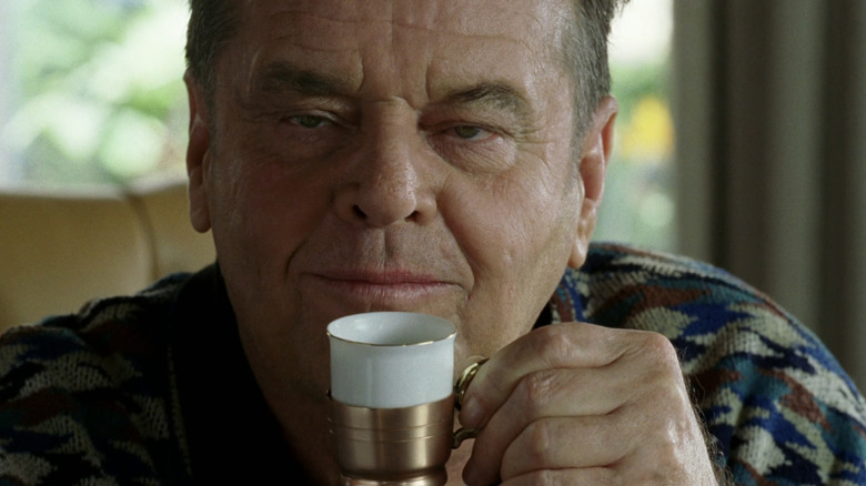 Jack Nicholson's Edward Perriman Cole prepares to sip coffee in The Bucket List