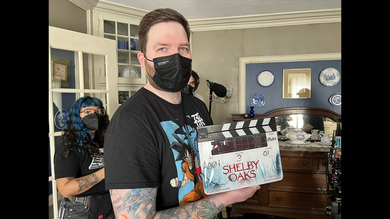 Chris Stuckmann on the set of Shelby Oaks