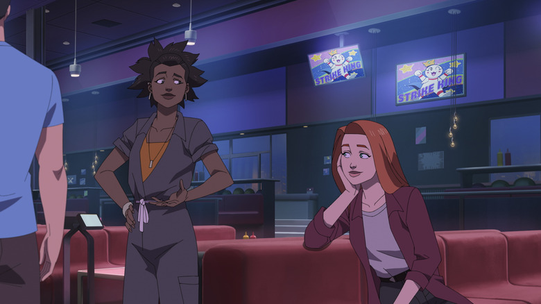 Eve and Amber chatting at the bowling alley in Invincible