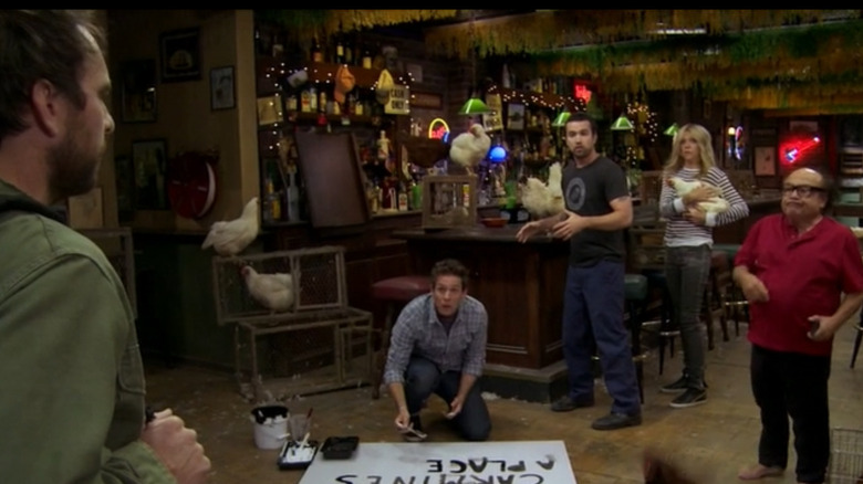 Charlie Day, Kaitlin Olson, Rob McElhenney, Glenn Howerton, and Danny DeVito in It's Always Sunny in Philadelphia