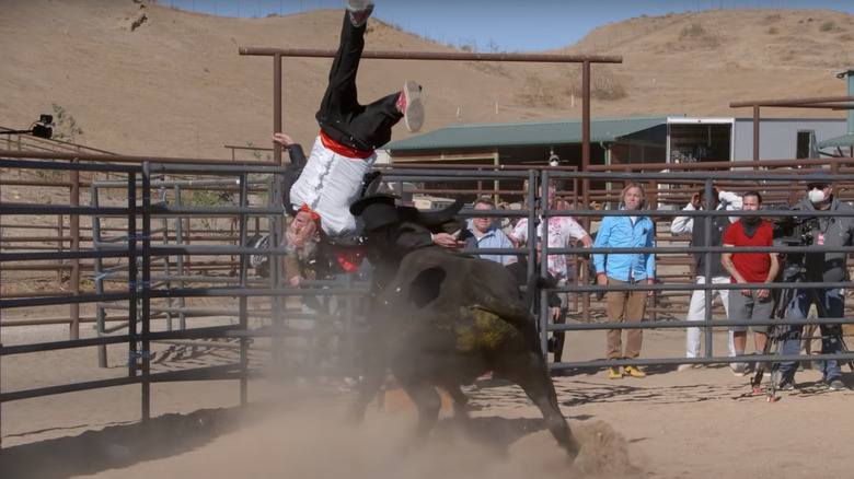 Johnny Knoxville getting flipped by the bull