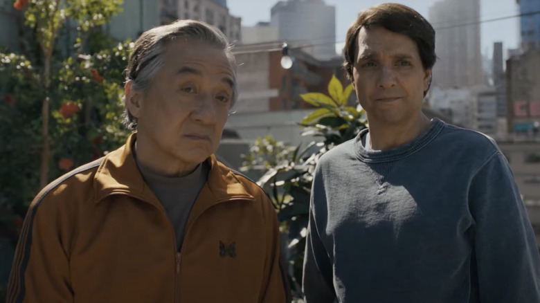 Daniel LaRusso and Mr. Han stand together looking hopeless in Karate Kid: Legends