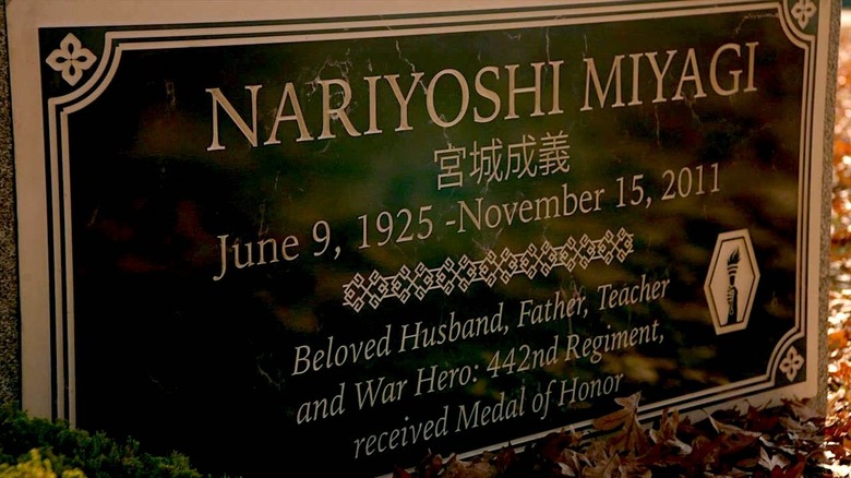 Mr. Miyagi's headstone in Cobra Kai season 1
