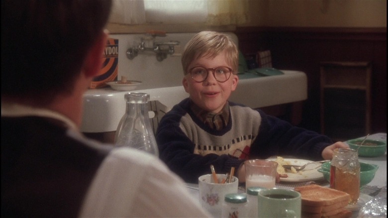 Ralphie eating dinner in A Christmas Story