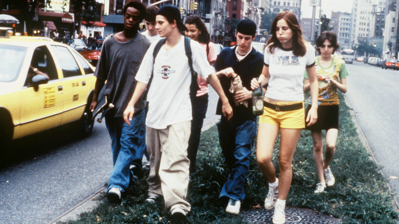 Skaters and their friends drink 40s en-route to a public pool