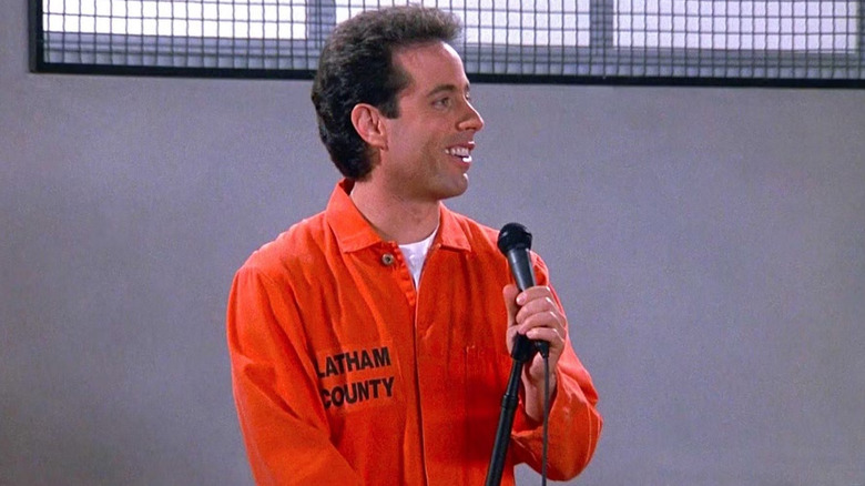 Jerry Seinfeld in prison, doing stand-up comedy on Seinfeld.