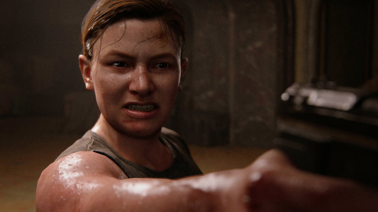 Abby pointing a gun in The Last of Us Part II