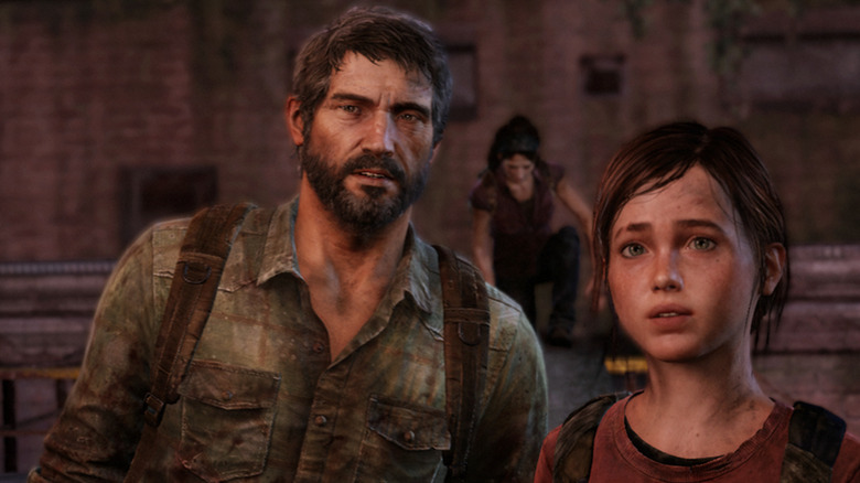 Joel, Ellie and Tess in The Last of Us game