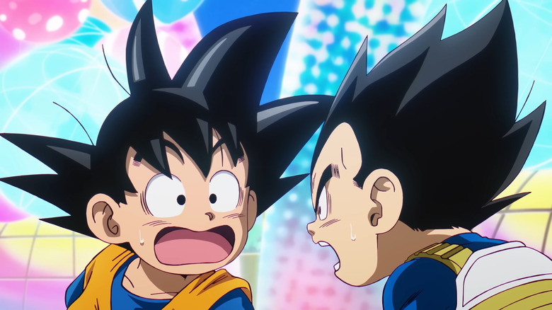 Goku and Vegeta look confused that they became kids in Dragon Ball Daima