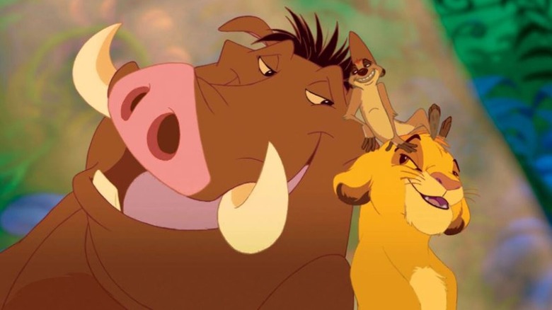 Pumbaa, Timon and Simba in The Lion King