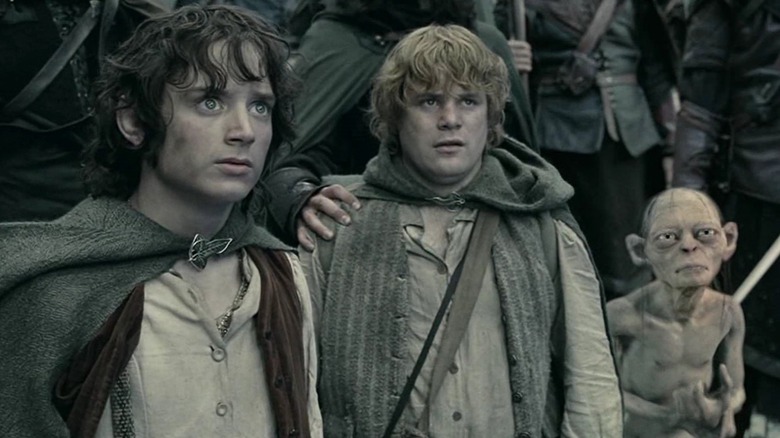 Elijah Wood, Sean Astin, and Andy Serkis in The Lord of the Rings: The Two Towers