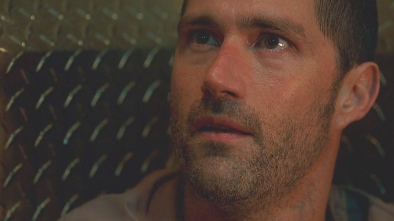 Matthew Fox's Jack Shephard looks offscreen intensely in Lost