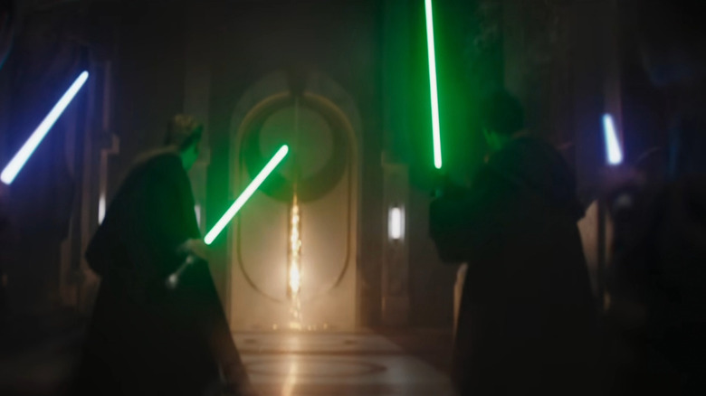 A group of Jedi defend the Jedi Temple in The Mandalorian