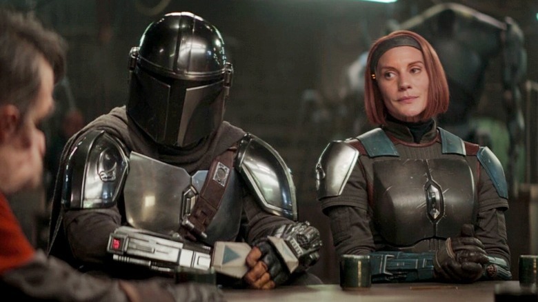 Din Djarin and Bo-Katan Kryze in The Mandalorian season 3 episode 6