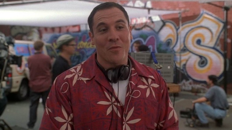 Jon Favreau playing himself wearing a Hawaiian shirt on the set of The Sopranos