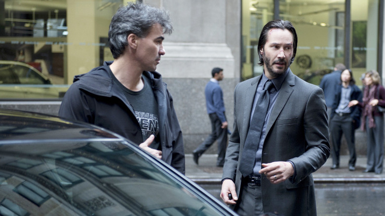 Chad Stahelski and Keanu Reeves on the John Wick set