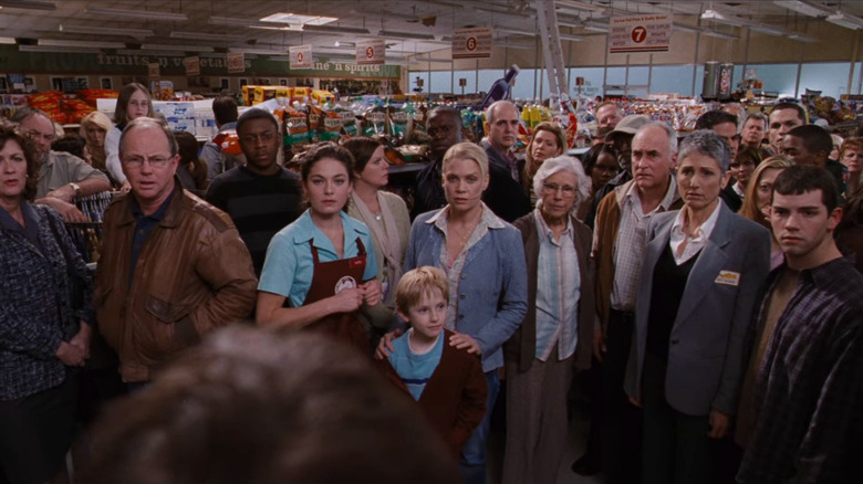 The cast of The Mist in the grocery store