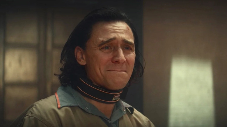 Tom Hiddleston as Loki crying