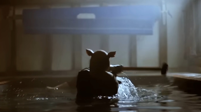 Winnie-the-Pooh: Blood and Honey Piglet swinging sledgehammer in pool