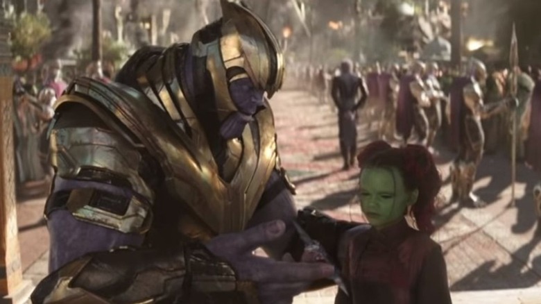 Thanos comforting Gamora