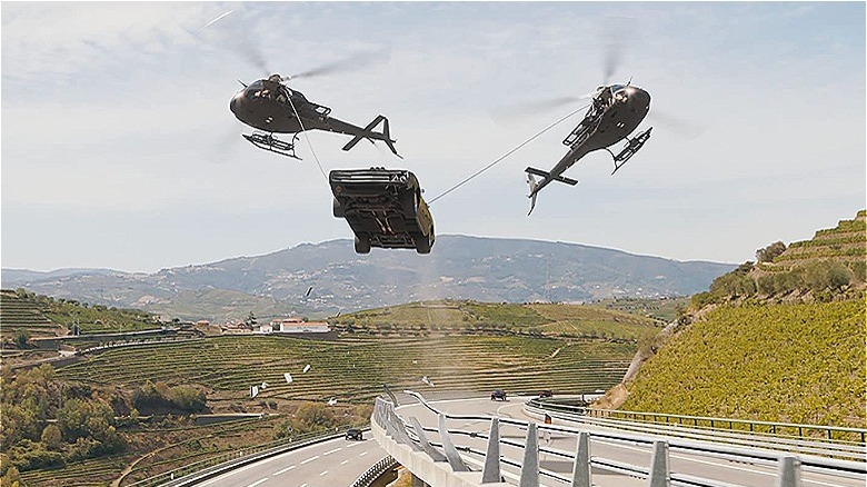 Dom's Dodge Charger destroys two helicopters