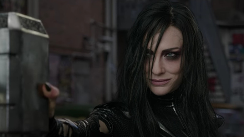 Cate Blanchett as Hela winking 