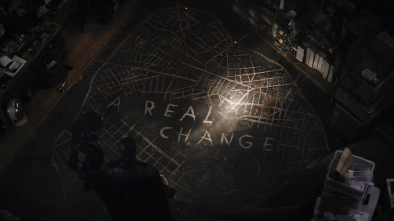 The floor of a crime scene in The Batman