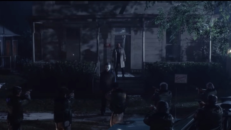 Michael Myers on the front lawn in Halloween Kills