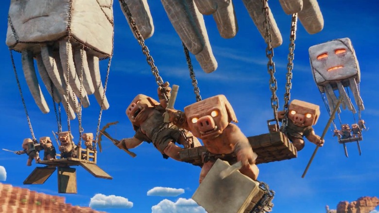 The pigs flying in A Minecraft Movie