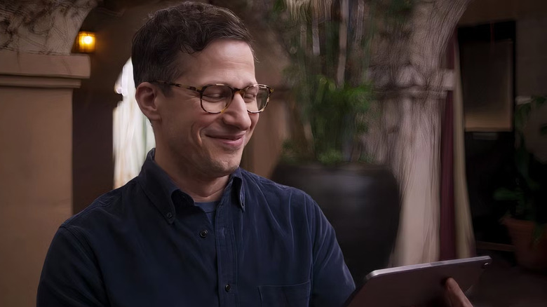 Andy Samberg watching his audition in SNL 50: Beyond Saturday Night