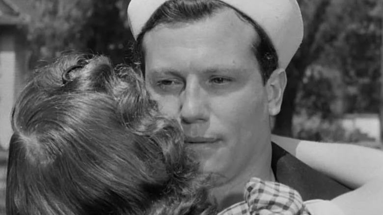 A close-up on Harold Russell's Homer as he's embraced by his wife, played by Cathy O'Donnell, in The Best Years of Our Lives