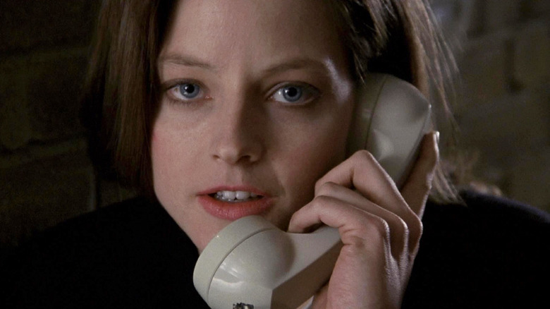 Clarice Starling on the phone speaking to Hannibal Lecter in The Silence of the Lambs