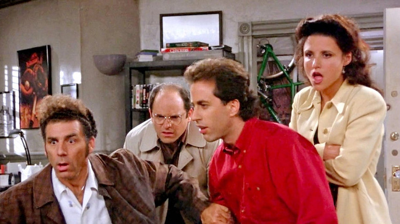 Kramer, George, Jerry and Elein on Seinfeld