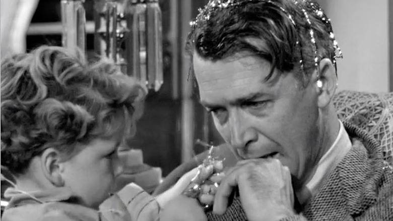 Jimmy Hawkins and Jimmy Stewart in It's A Wonderful Life