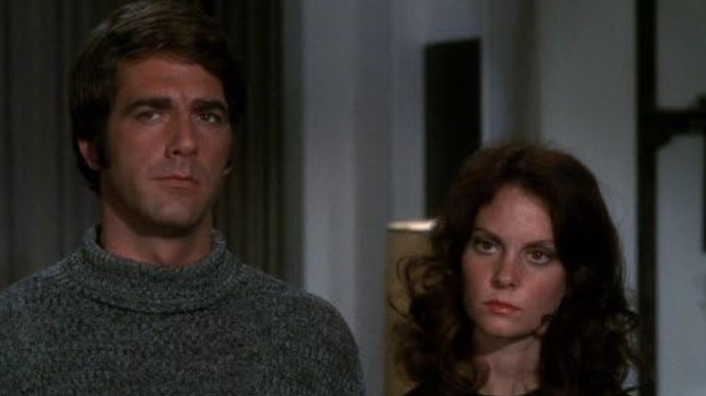 Sam Elliott and Lesley Ann Warren as Doug and Dana in Mission: Impossible, looking serious