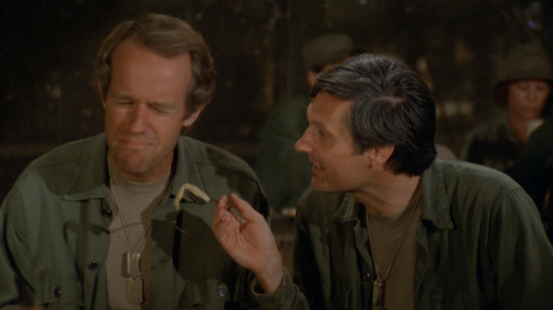 Hawkeye grossing out BJ with bad food on M*A*S*H