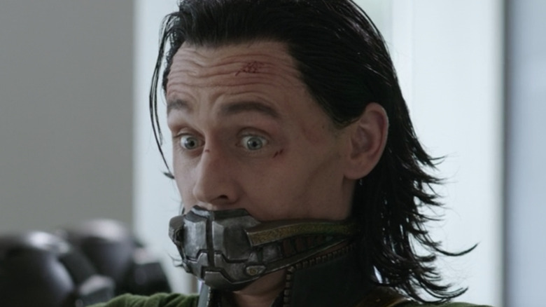 A gagged Loki looks surprised