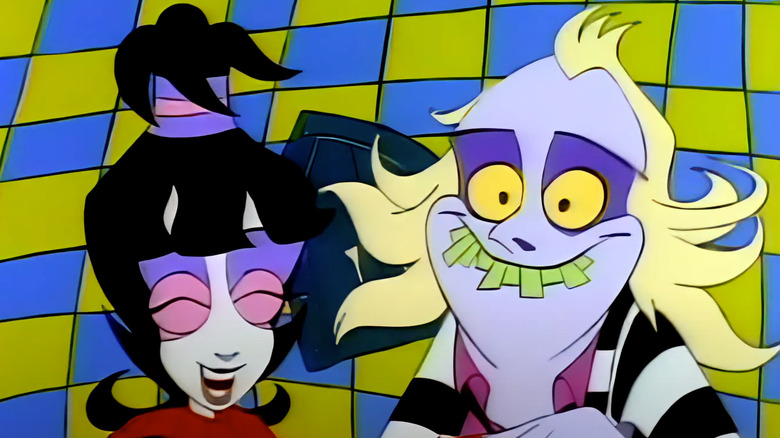 Lydia and Betelgeuse laugh in Beetlejuice animated series