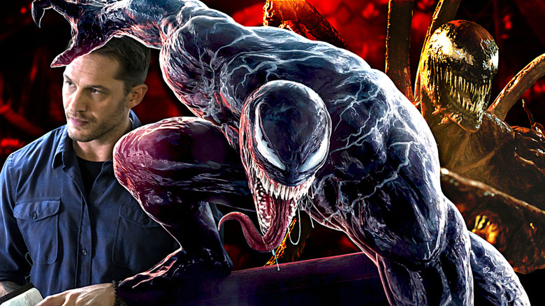 A composite image of Eddie Brock, Venom, and Carnage