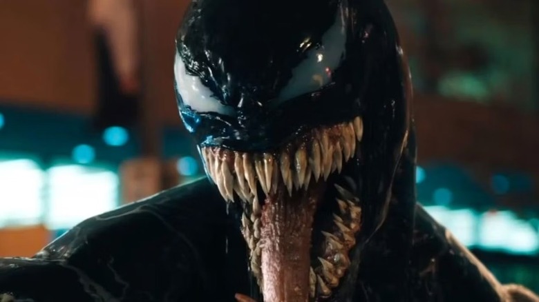 Venom sticks out his tongue