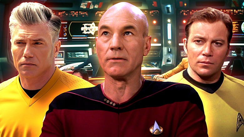 Captain Pike, Captain Picard and Captain Kirk together