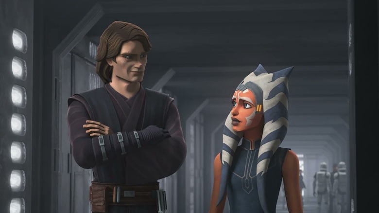 Star Wars: The Clone Wars Ahsoka stands with Anakin