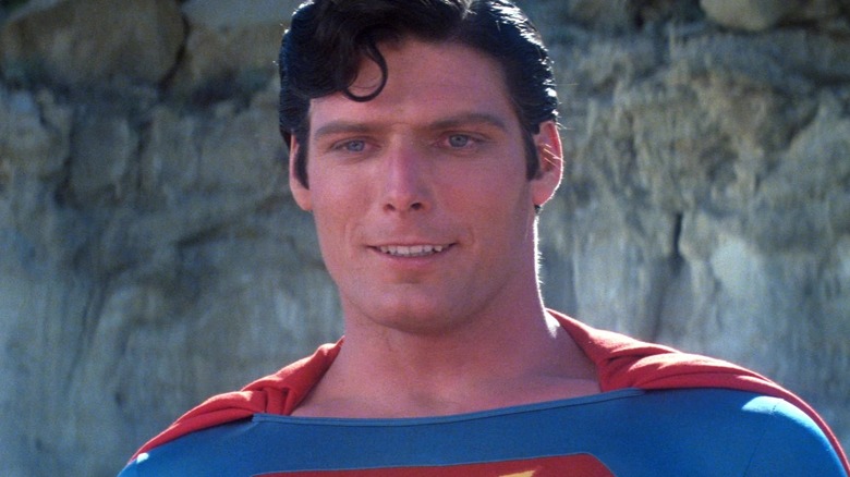 Christopher Reeve as Superman smiling in Superman: The Movie