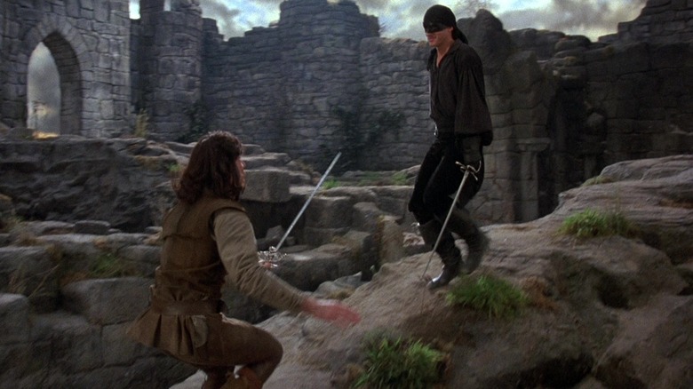 Inigo Montoya, chasing the Man in Black up a hill during a sword fight