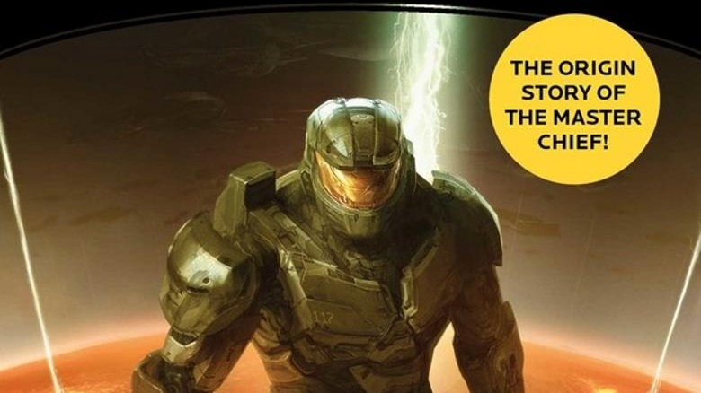 Halo The Fall of Reach cover Master Chief stands in armor