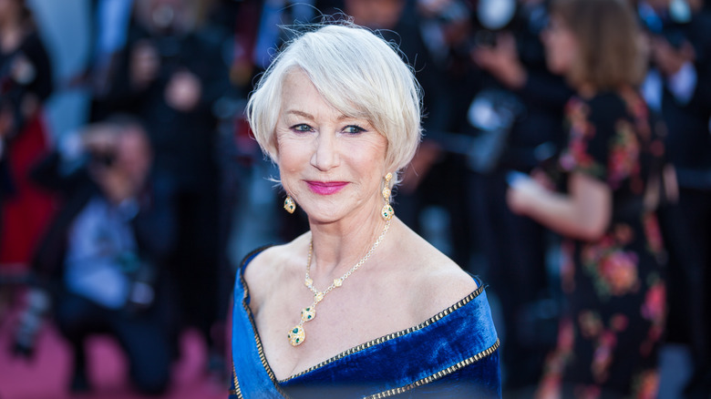 Helen Mirren in blue dress at Cannes