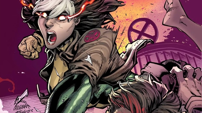 Rogue punching Cyclops on the X-Men #8 cover