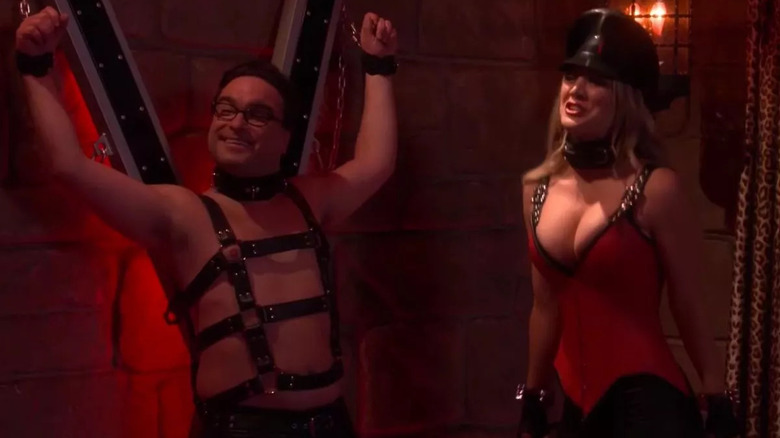 Johnny Galecki's Leonard and Kaley Cuoco's Penny in BDSM gear in The Big Bang Theory